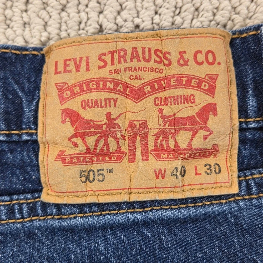 Levi's 505 Regular Fit Jeans Mens W40 L30 Blue‎ Denim Pants